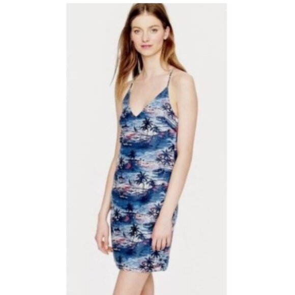 J. Crew Dresses & Skirts - J. Crew Linen Blend Hawaiian Sunset Carrie Shift Mini Sun Dress - Size 4